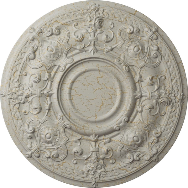 Ekena Millwork Oslo Ceiling Medallion (Fits Canopies up to 10 1/2"), 28 1/8"OD x 1 3/4"P, Pot of Cream Crackle CM28OSPCC - main